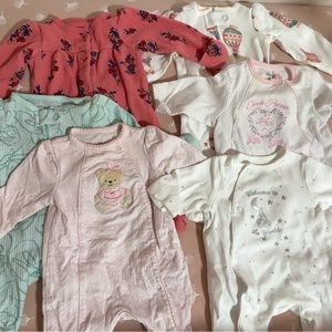 NWOT 6 Newborn Girl Onesies